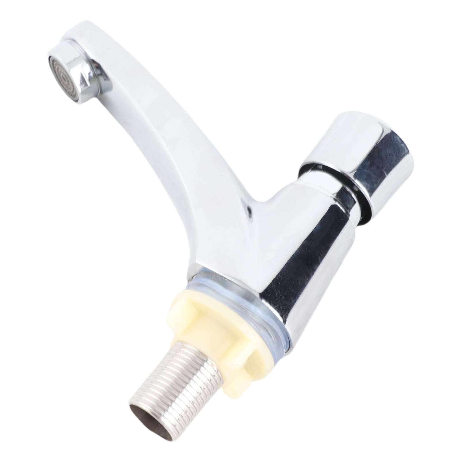 ,Grifo con Botón Pulsador,Robinet Lave Main Eau Froide,Grifo de Cierre Automático Cocina Pública Baño Cromado Cierre Automático Ahorro de Agua Retardo Lavabo Grifo Grifo Rosca