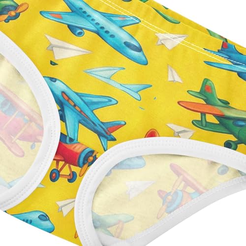 Joisal Toddler Girls Underwear 2t Cotton Girl Panties Cute Florals Briefs Underpants Cartoon Airplanes Yellow4