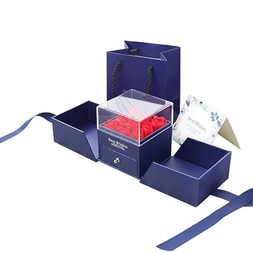 Caja de regalo de rosas para ella, caja de regalo para anillos, collares, pendientes para propuesta de matrimonio, compromiso, boda, ceremonia, día de la madre, día de San Valentín Cover