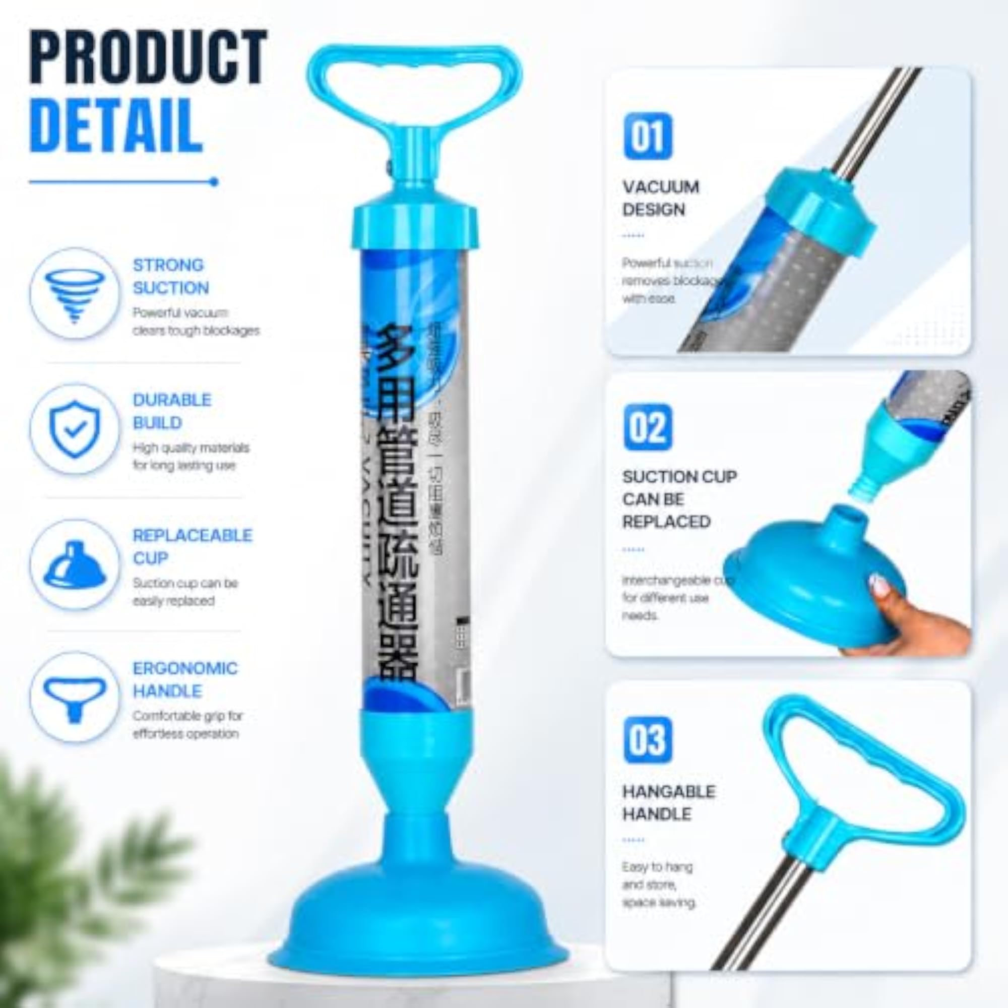 High-Pressure Toilet Cleaner Plunger, Quick Clog Removal