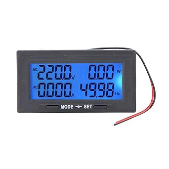 Intelligent Digital LCD Display AC Voltage Current Tester Meter 0-500V Frequency Power Factor Multimeter Energy Panel Ammeter Voltmeter Multifunction Battery Monitor(AC200A Separated Type)
