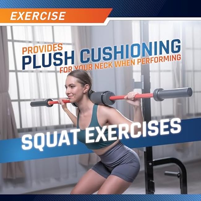 MARCY Barbell Pad, Strength Training Equipment Attachments, Great for Weightlifting, Lunges and Hip Thrusts, Comfortable Foam Sponge Pad Provides Cushion to Neck & Shoulders, Multi-Color Options