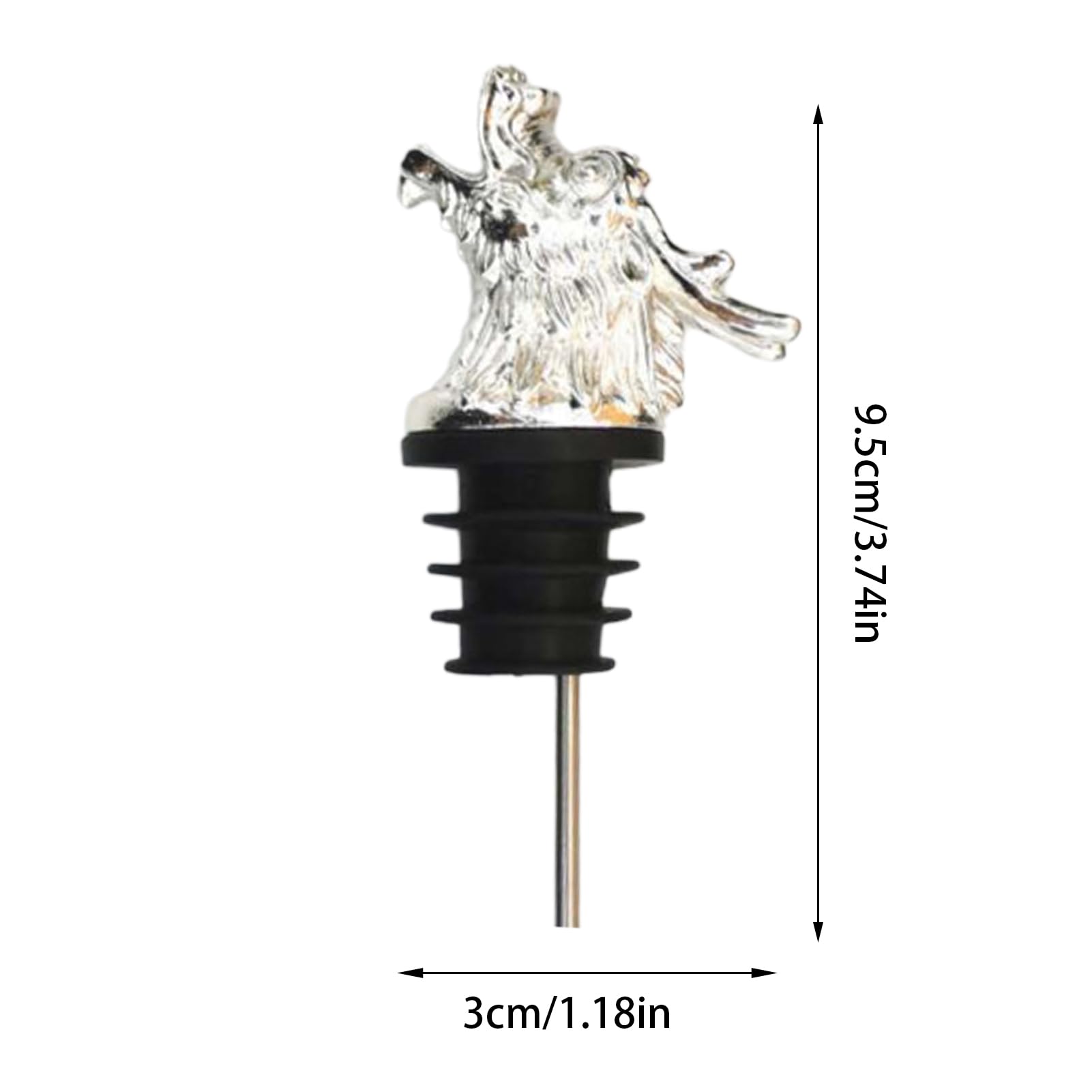Versatore E Tappo Per Bottiglia 2 In 1 A Forma Di Testa Di Drago – Accessorio Da Vino Fantasy In Argento Scuro – Regalo Per Appassionati