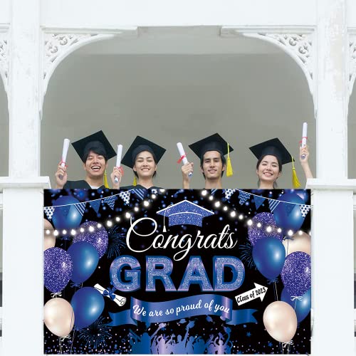2023 Blue Graduation Party Backdrop Congrats Grad Party Backdrop Congrats Party Banner Decorations For High School Blue Congrats Graduation Party Supplies Graduation Party Photo Booth Background #TOP4