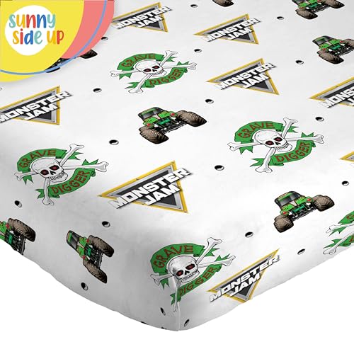 Image of Sunny Side Up Monster Jam Grave Digger Toddler Sheet Set - 3 Piece Toddler Bedding Set Includes Pillow Cover - Super Soft Microfiber Sheets