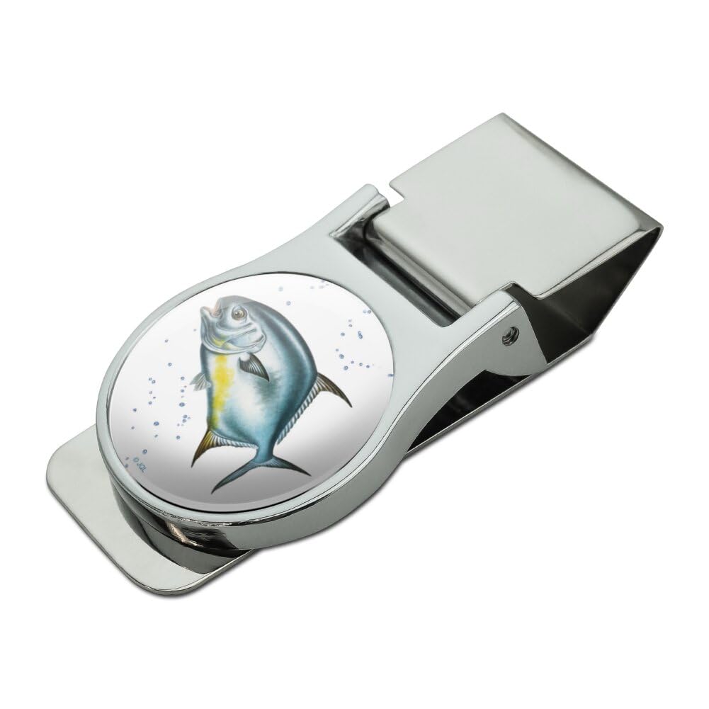 GRAPHICS & MORE Permit Fishing Satin Chrome Plated Metal Money Clip