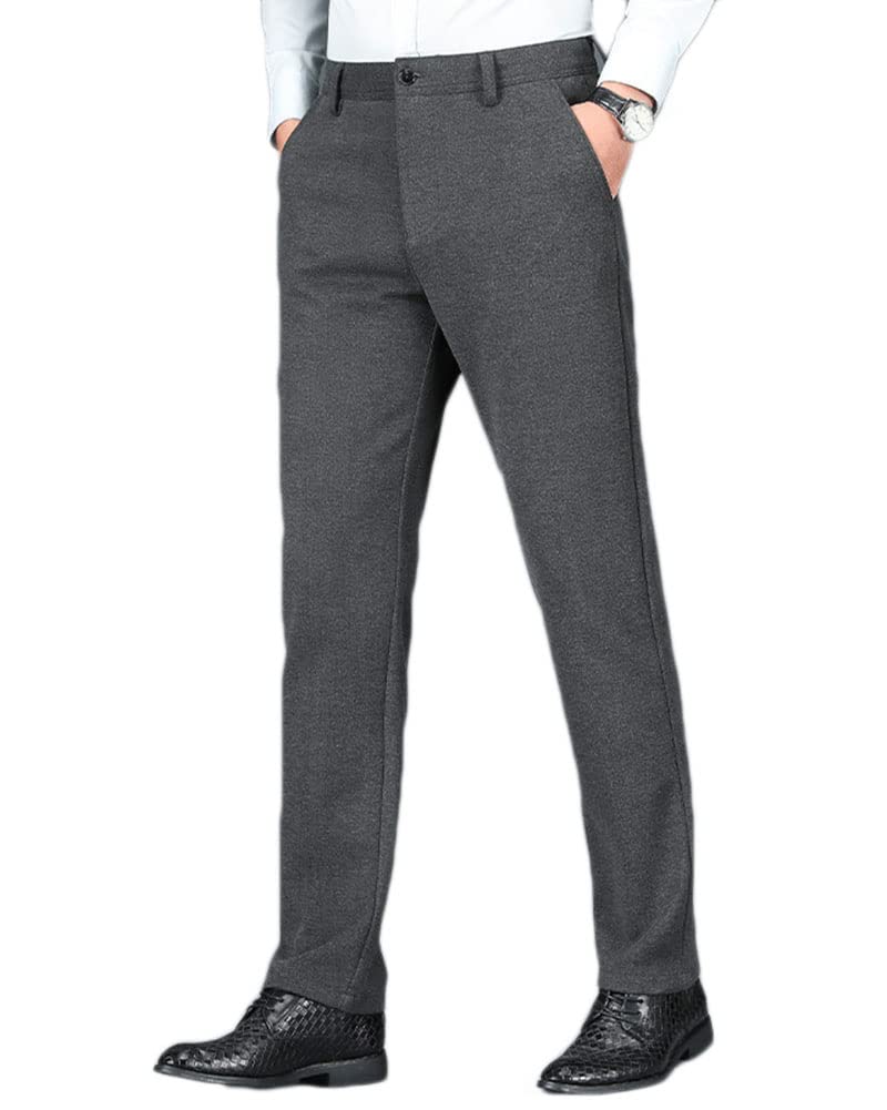 DAIHAN Chino Pantalon para Hombre Casuales Elástica Mezcla de Lana Pantalón Largo Térmicos Pantalones de Traje Pantalones Rectos Pantalones de Invierno