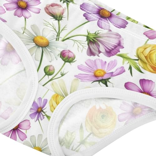 Joisal Pastel Watercolor Flowers Cute Panties Girl Girls Underwear Toddler Cotton Flower Kids Briefs Undies 2t4