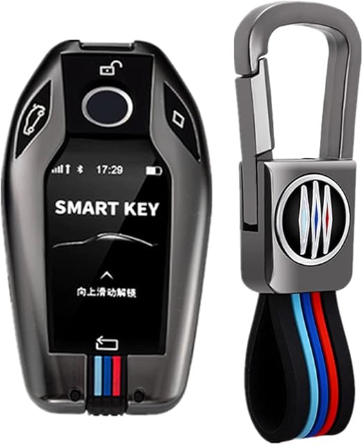 Happyit Zinc Alloy + Silicone Car Key Cover Cases fit for Bmw LCD Screen Keyless Auto Accessories 360° Water Proof Protect with Fluorescence (Matt color)