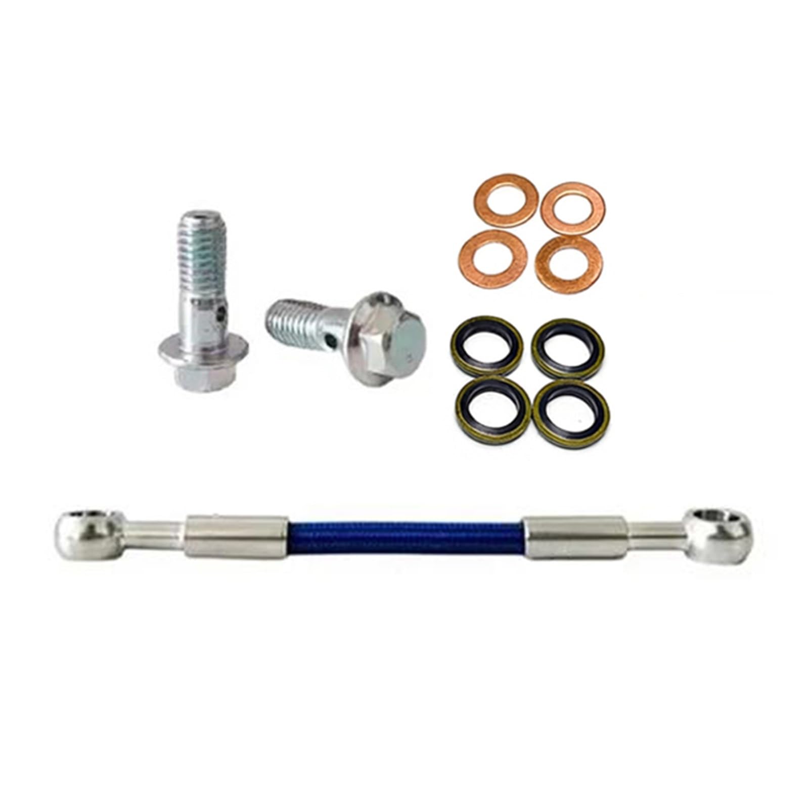 Motorbike Brake Line Motorcycle Dirt Bike Blue 0°-0° Braided Hydraulic Brake Hose Line Cable Clutch Oil Pipe M8X1.25mm Banjo Accessories(100cm)