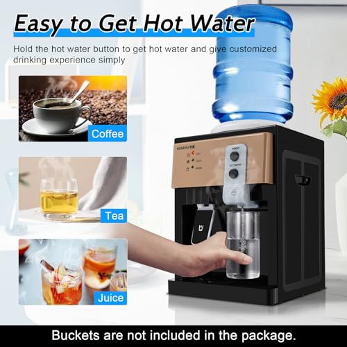 Top Loading Water Dispenser with Hot and Cold Water Countertop Water Cooler Dispenser for 1.2 or 5 Gallon Bottles with Handle Water Dispenser Countertop for Home Kitchen Office