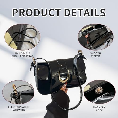 Small Shoulder Bag,Y2K Purse for Women, PU Leather Tote Handbag Clutch Purse with 2 Removable Straps Crossbody Bags4