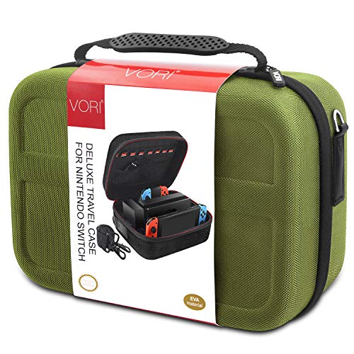 VORI Carrying Case for Nintendo Switch/Switch OLED Model (2021), Protective Hard Portable EVA Travel Carry Case Storage Shell Pouch for Nintendo Switch Console Pro Controller & Accessories Green