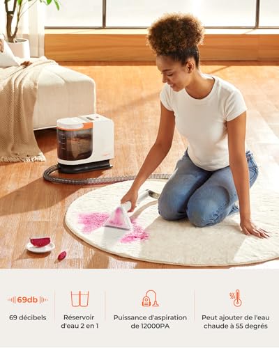 Uwant B200 SE, Shampouineuse, Nettoyeur canapé tissu, Technologie de moteur magnétique Flottant, Adaptée pour nettoyer canapés, tapis et matelas, 12000 Pa, 69 dB