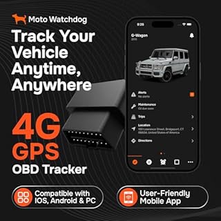 GPS Tracker for Vehicles, No Subscription with Real-Time Location, Mileage Tracking, Speeding Monitoring, Route History, Geofence, OBD, for Fleets & Families, USA, Moto Watchdog