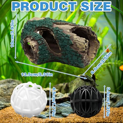 Image of 1Pcs Tree Root Landscaping, 4Pcs Fish Tank Filter Balls White & Black Driftwood for Aquarium Fish Tank Cave Aquarium Hideout, Decorative Accessories Suitable for Aquatic Animals
