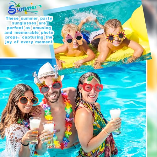 16 Pairs of Hawaiian Luau Party Sunglasses Summer Pool Tropical Beach Funny Sunglasses for Tropical Hawaii Party3