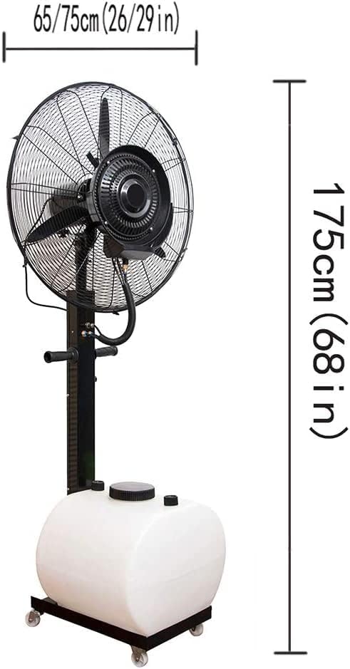 Oscillating Misting Fan,Outdoor Industrial Fan,Super Strong Wind,Cooling Floor,With White Water Tank,3-Speed,For Cooling Patios, Pool Sides, Gardens, Worksites and D,29inch