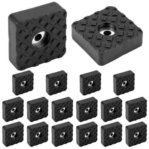 QWORK 18 Stück Quadratisch Gummifüße Schraubbar 30x30x10 mm Anti-Rutsch Gummipuffer mit Schraube für Möbel und Böden - Schwarz