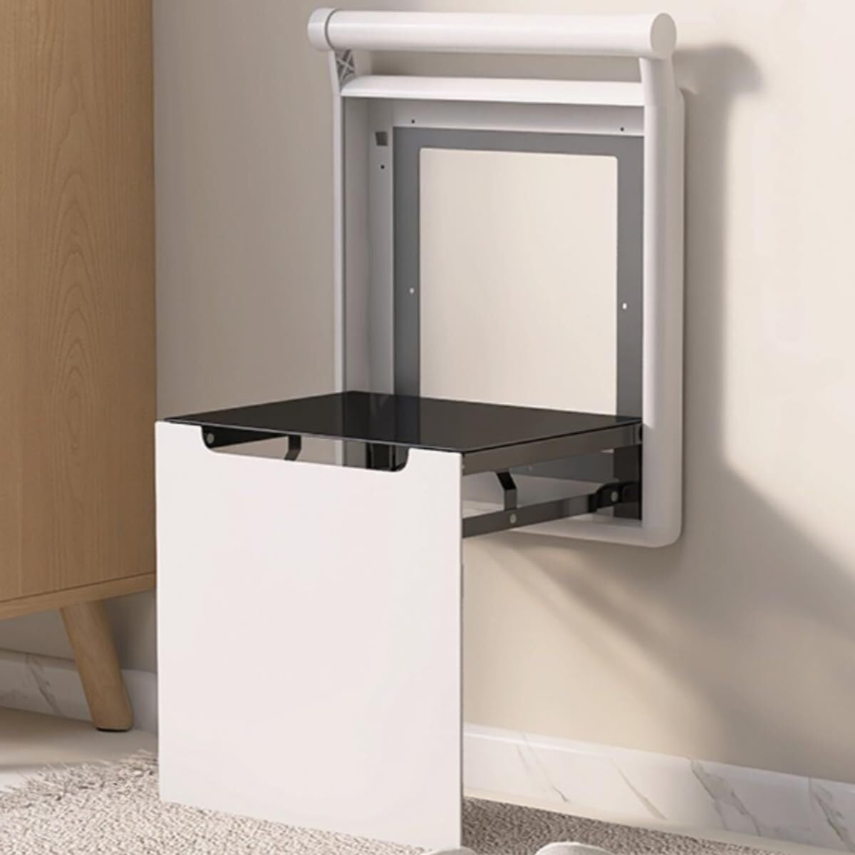 shower stool Folding Entryway Stool Folding Shower Seat Wall Mounted Shoe Changing Stool with Handrail for Living Room,Bathingroom folding(Wei�)