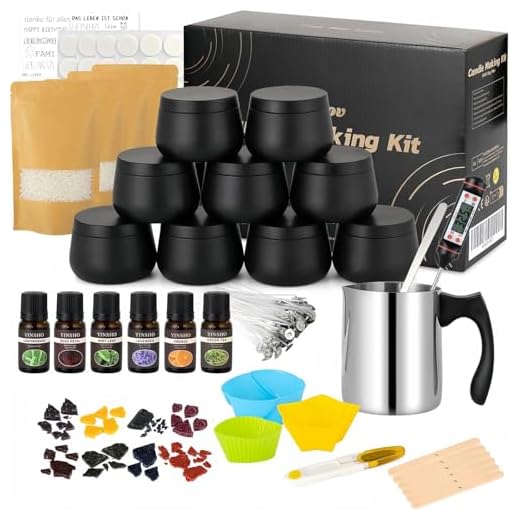 Yvgoov Kerzen selber Machen Set Kerzen Gießen Set Kerzenherstellung Set Candle Making Kit Sojawachs, Duftöle diy set bastelset erwachsene als Frauen Geschenk (schwarz)