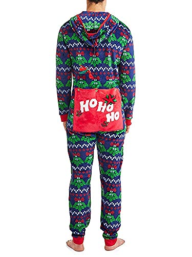 Mistletoe Mens Ugly Christmas Sweater Minky Fleece Drop Seat Union Suit Pajamas3