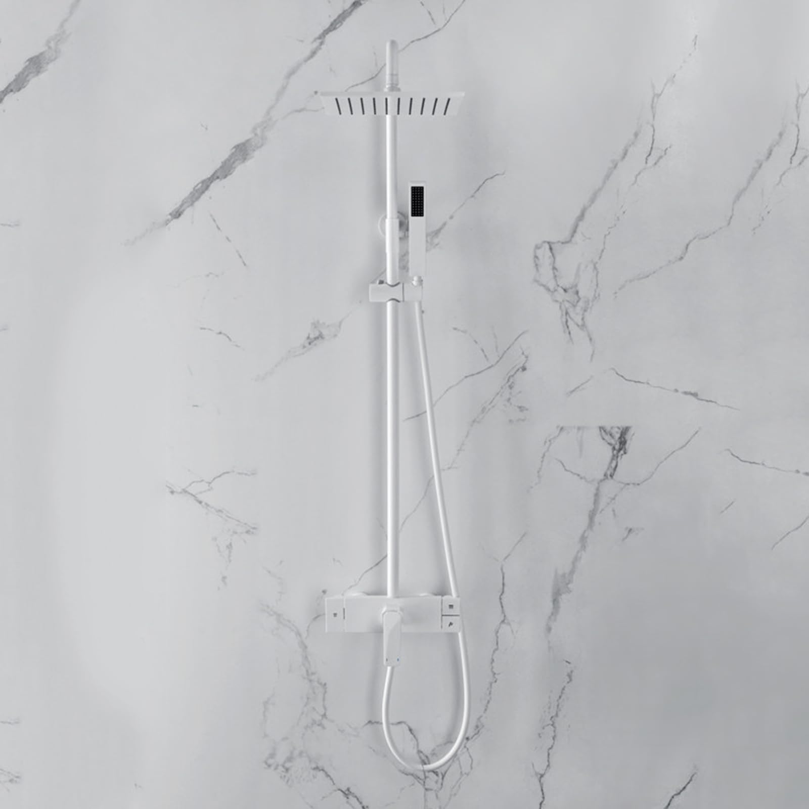 Colonne de douche carrée blanche en laiton pour remplacer une robinetterie