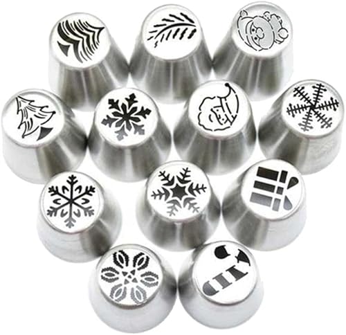 Miniatura 7 de Juego de 12 boquillas de glaseado ruso para pastelería de Navidad, boquilla de glaseado para tartas de Navidad, para cupcakes, postre, crema,