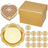 ORIGACH Arras - Juego de monedas de oro para boda Cristiana, caja en forma de corazón con 13 monedas de Jesús y bandeja en relieve, accesorios de boda para ceremonia