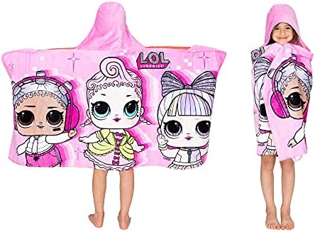 Franco Kids Bath and Beach Soft Cotton Terry Hooded Towel Wrap, 24 in x 50 in, LOL Surprise