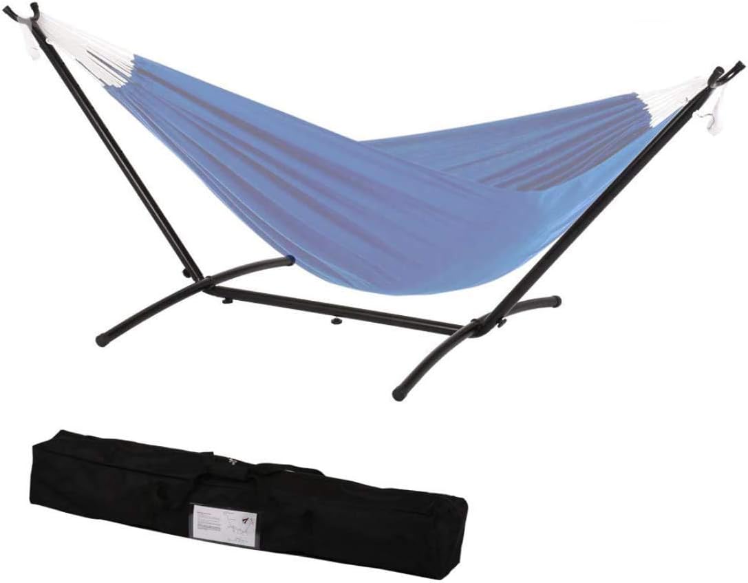 Double Hammock Stand Only Steel Adjustable Hammock Bed with Stand 2 Person Heavy Duty Portable Hammock Stand with Carrying Case for Outdoor Indoor