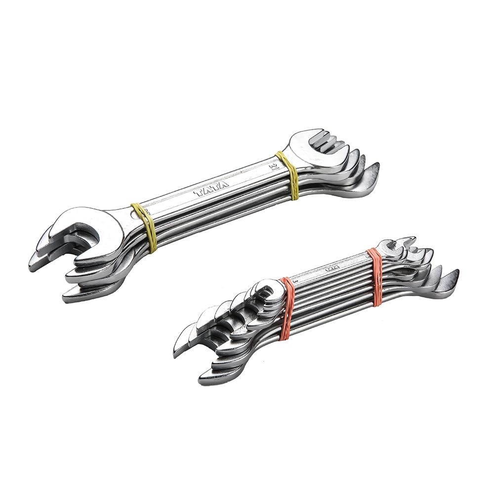 AGRICO TATA DOE Double Ended Wrench/Spanner Set | Heat Treated | Size - 6 X 7-30 X 32cm | For Home And Industrial Use | (Set of 12, Grey)