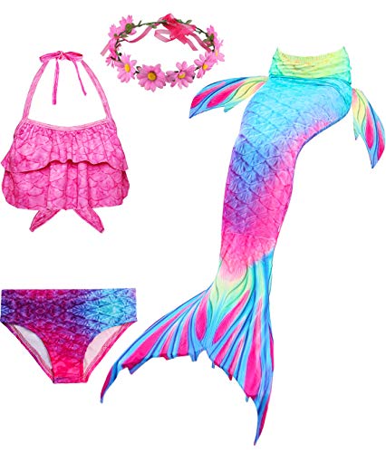 Girl's Swimsuit Mermaid Tail for Swimming Bikini Set Princess Mermaid Costume for 3-12Y