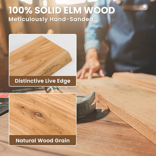 Image of Acovy Extra Deep 40 inch Long Live Edge Rustic Floating Shelves for Wall, Solid Wood Wall Shelves with Invisible Bracket Mount for Living Room Bathroom Bedroom Kitchen, Set of 1, Natural