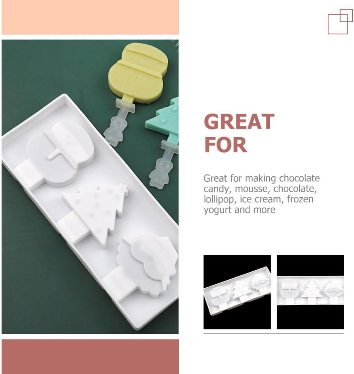 Christmas Tree Silicone Ice Pop Mold for Ice Cream and Lollipops