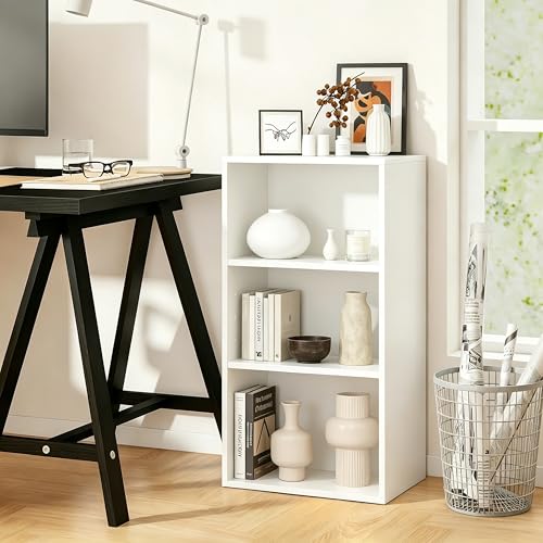 Image of HealSmart 3 Tier Bookcase, Industrial 3 Book Shelf, 9.2 inch D x 23.8 inch W x 31.5 inch H Tall Open Cube Storage Organizer for Home Office, Living Room, Bedroom and Dinning Room, White