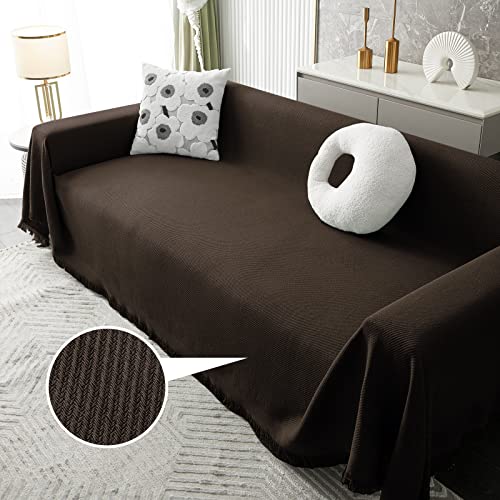 Mysky Home Sofa Covers Couch Covers For 2 Cushion Couch Sofa Slipcovers Geometrical Sofa Covers For Living Room Sectional Sofa Covers For Dogs (Large, 71" X 102", Chocolate) #TOP2