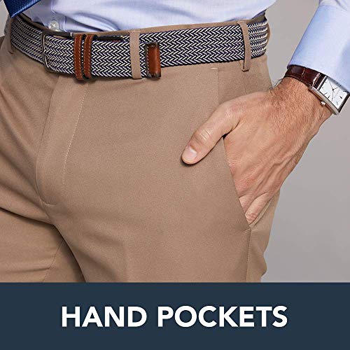 Arrow Men's Flat Front Straight Fit Solid Twill Micro Dress Pant4