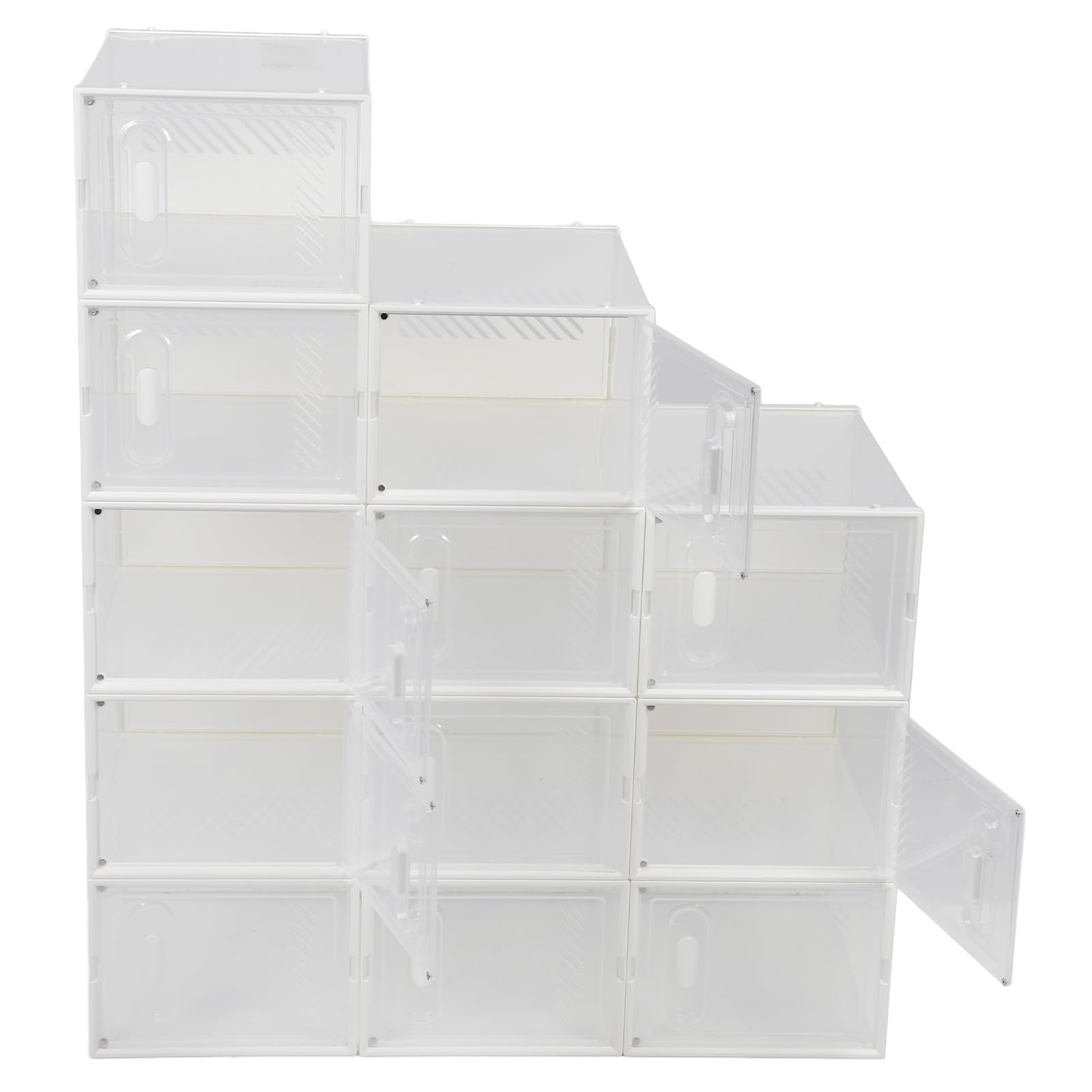 Scatole per scarpe trasparenti impilabili, organizer per scarpe multistrato, vetrina per scarpe in plastica trasparente con design staccabile, soluzione salvaspazio per armadio,