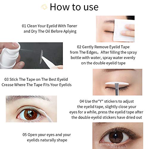 Breathable Lace Mesh Eyelid Tape Sticky,Double Eyelid Tape Paste Stickers,Glue-Free Self Adhesive Double Lasting Eyelid Sticker Without Surgery,Paste with Water Spray (2 Pack 240 PCS Total, Slim)
