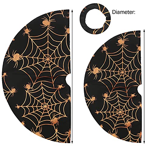 Halloween 36 Inches Tree Skirt with Spider Net,Christmas Orange Tree mat for Holiday Party Decorations - image 3