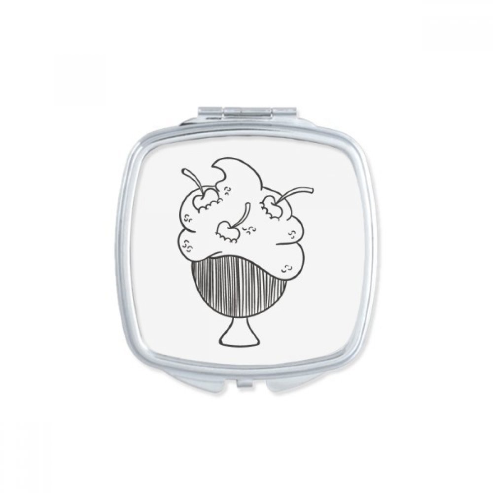 Miroirs de poche à la main cerise crème maquillage mignon carré