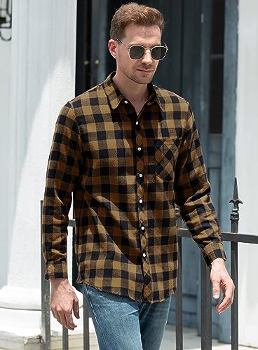 Image of Betusline Boy and Men Button Down Plaid Shirt | Soft,Breathable and Comfortable Fabric
