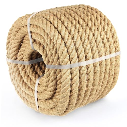 Vanhench Natural Jute Rope Heavy Duty, 1IN x 50 Feet...