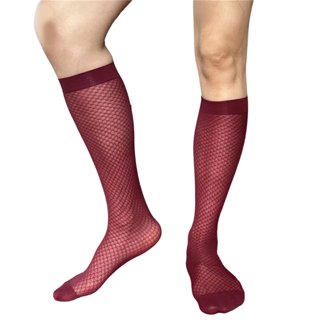 Elnwnnkc Mens Sheer Business Dress Sock Long Over the Calf Dress or Work Socks Nylon Formal Sock Knee Highs Work Stockings