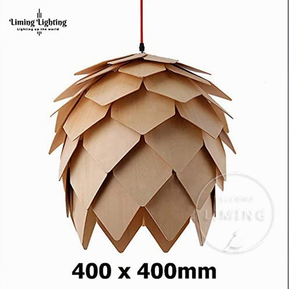 JUDU Moderne Kreative Kunst Eichenholz Pinecone DIY Puzzle Pendelleuchte Kronleuchte Hängende Holzlampen Speisesaal Restaurant Küche Bar Retro Fixes Luminaire Dia25/40/60CM (DIA M40cm)