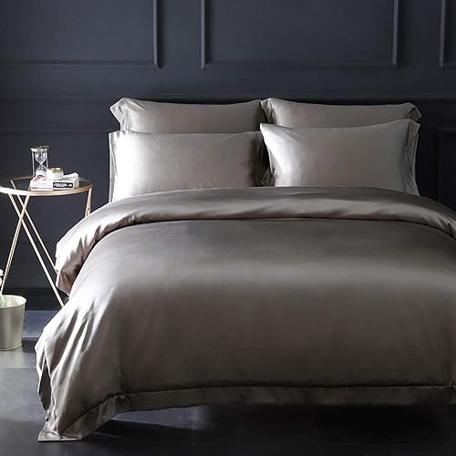Orose Juego de sábanas de seda de 0.866in, tamaño Queen, 100 % seda de morera, sin costuras, grueso, bolsillo profundo, color gris plateado