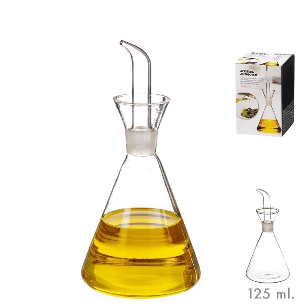 D,casa - Tropfsicherer Ölspender aus Glas 125 CC, Küche für Tisch