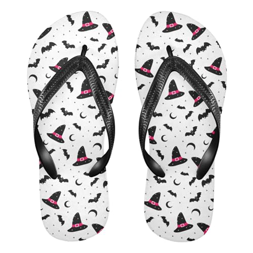Burbuja Witch Hats Stars Moon Flip Flops for Women Men, Soft Thong Sandals Rubber Slippers for Pool Beach Essentials