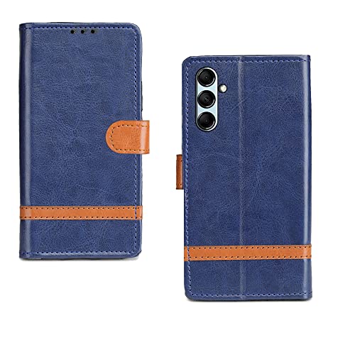 Image of Pinaaki Enterprises Samsung Galaxy M14 5G Flip Case | Premium Leather Finish Flip Cover |Complete Protection Flip Cover for Samsung Galaxy M14 5G - Blue Stripe